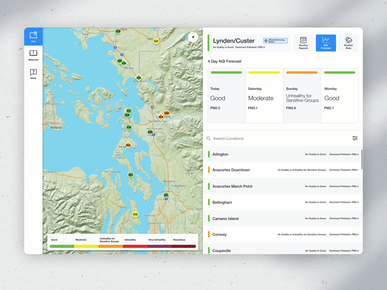 Northwest Clean Air Act Monitoring Site — Product Design & Data Viz